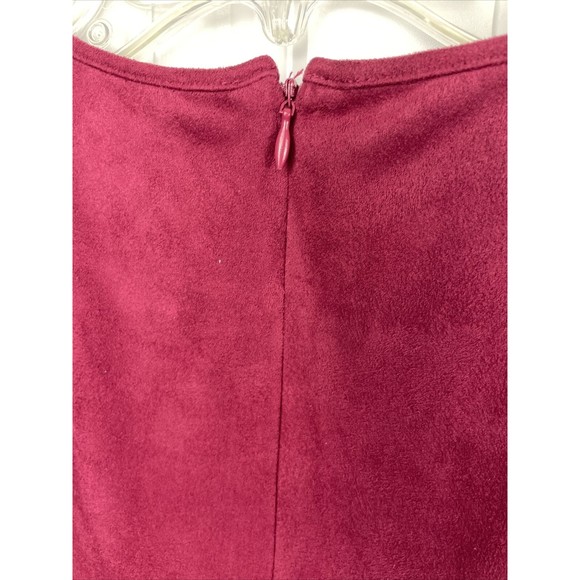 Apt 9 Womens Faux Suede Dress Size 4 Eyelet Sleeveless Zip Red - Picture 5 of 9